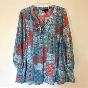 Fred David Tops - Plus size boho patterned long sleeve blouse Fred David Tops - Plus size boho patterned long sleeve blouse